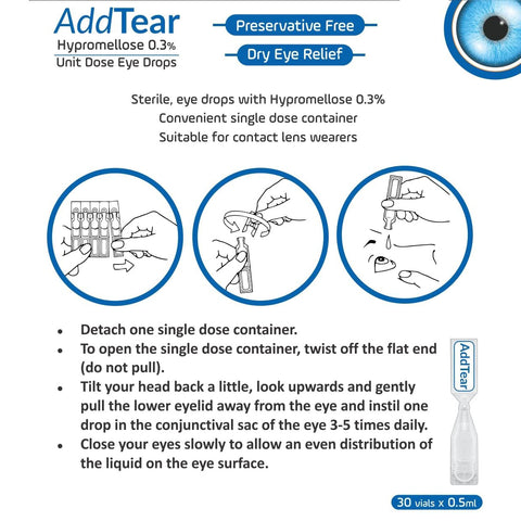 AddTear PF 0.3% Hypromellose eye drops (vials)
