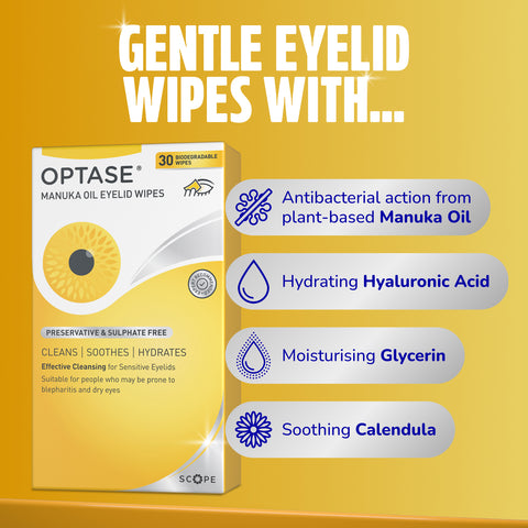 Optase Manuka oil eyelid wipes