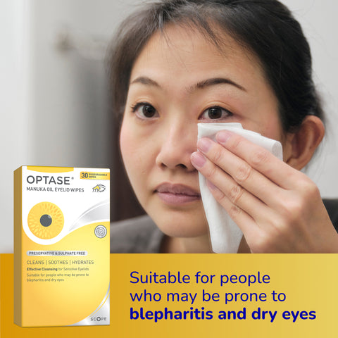 Optase Manuka oil eyelid wipes
