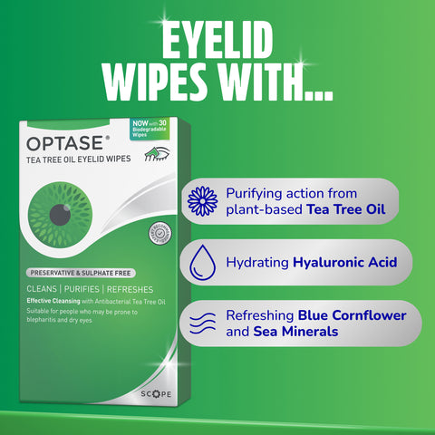 Optase TTO (Tea Tree Oil) BlephaWipe eyelid wipes